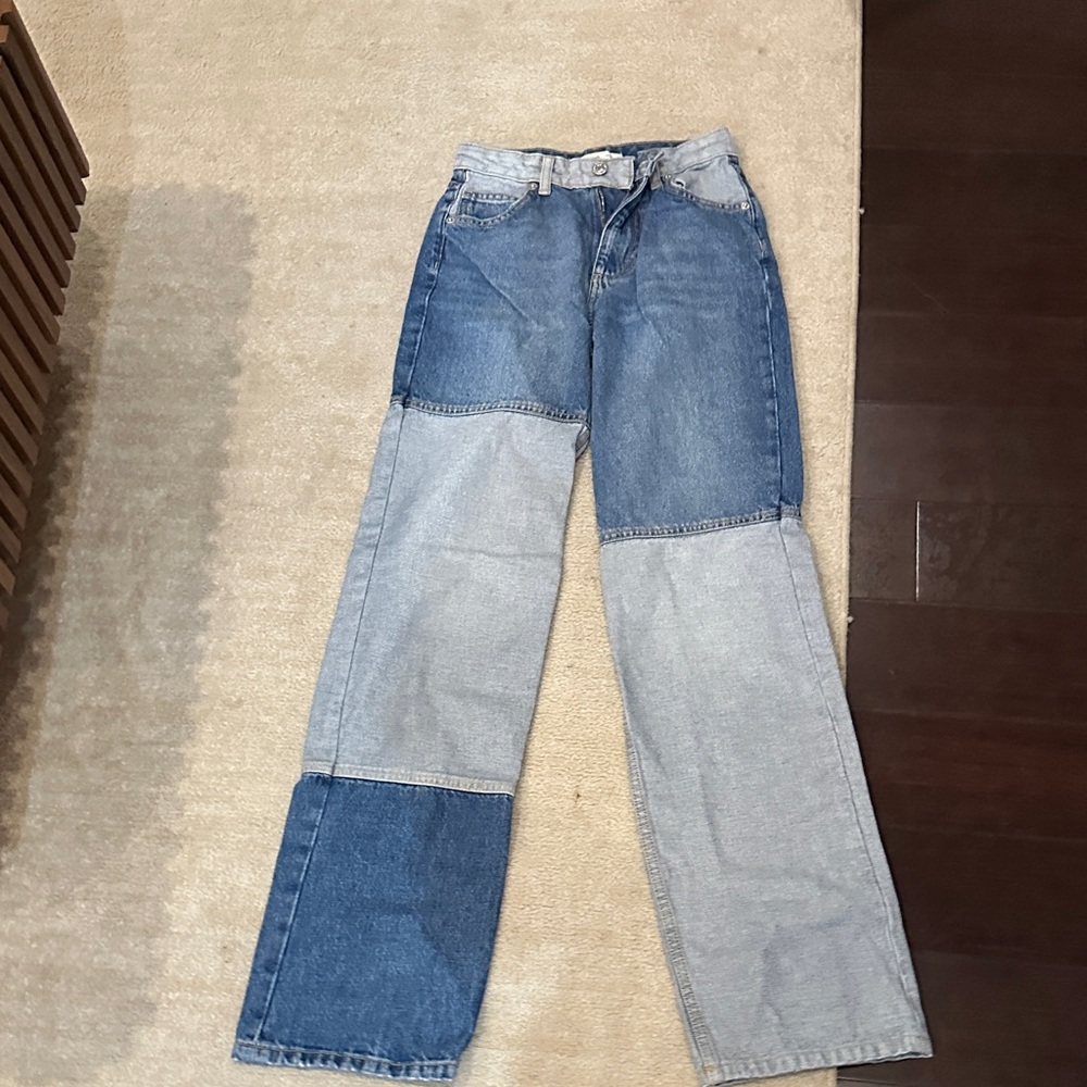 Mango Men's Patchwork Blue Jeans